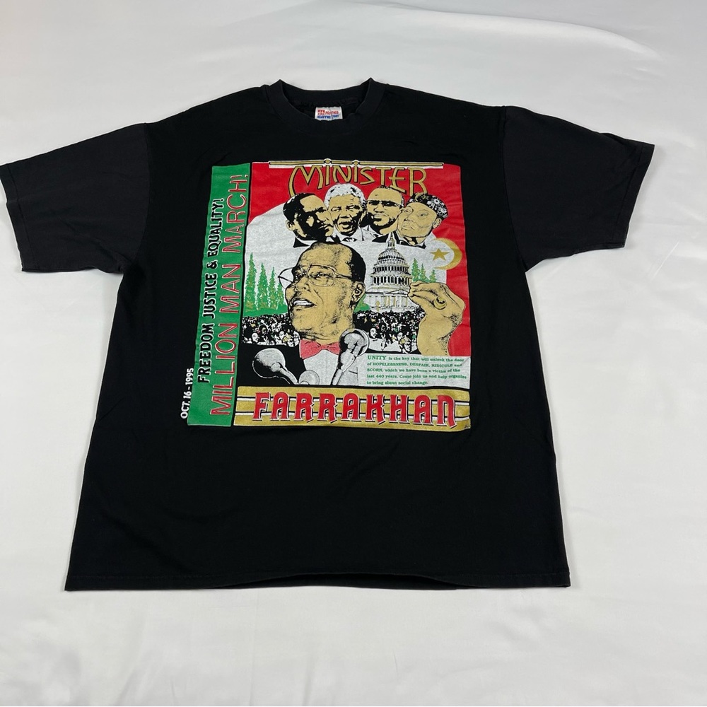 Vintage 90s 1995 Million Man March T Shirt Minister Louis Farrakhan Graphic XL
